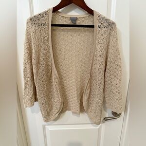 Ann Taylor Beige Lace Cotton Blend  Shrug Cardigan Size L